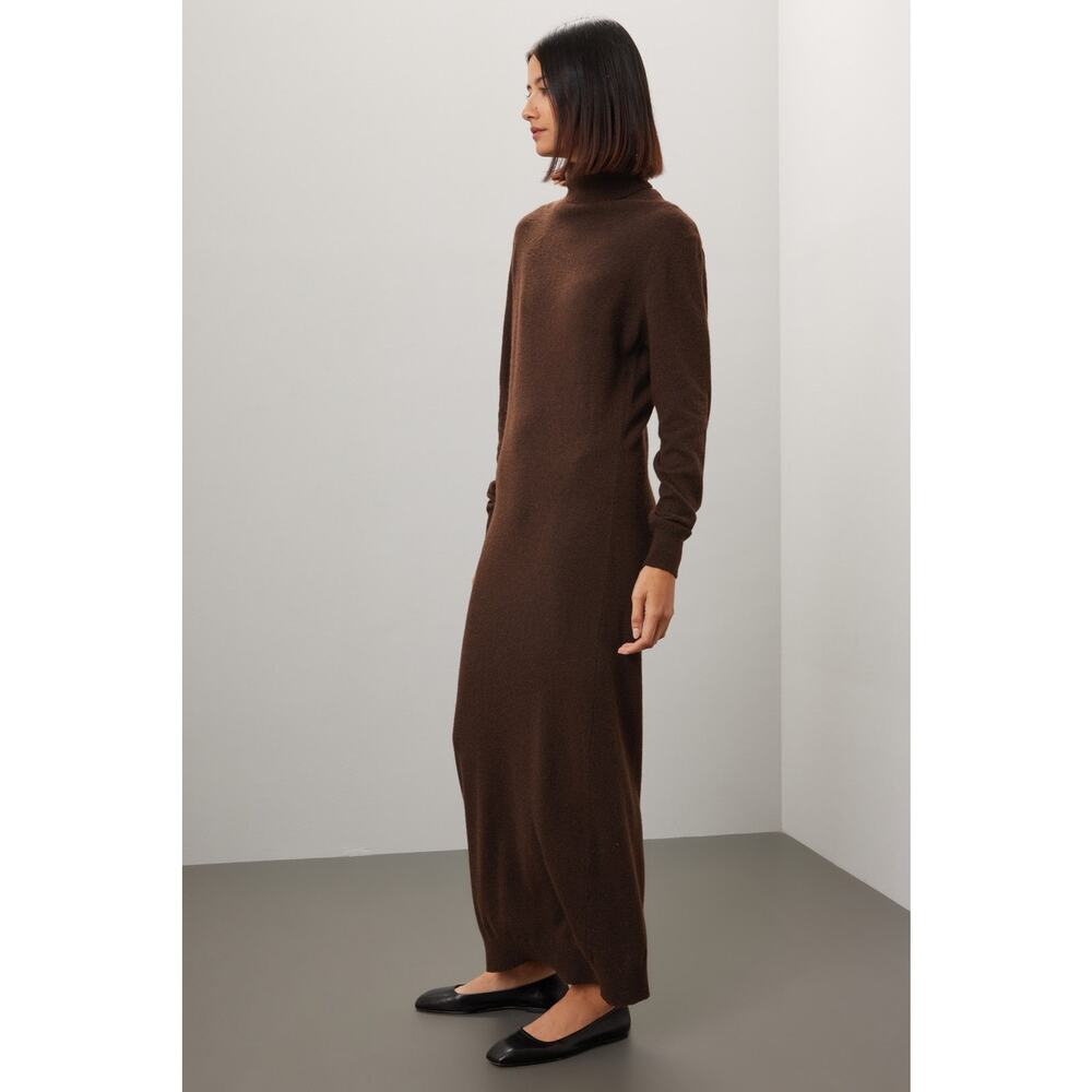 Pietro Brunelli Milano Brown La Salle Wool Blend Turtleneck Sweater Maxi Dress S - Picture 2 of 15